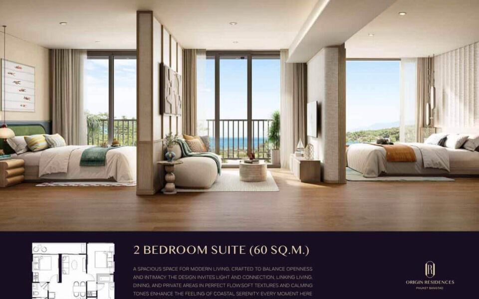 Origin Residences Bangtao, 2к Квартира 60 м2, Пхукет, Банг Тао