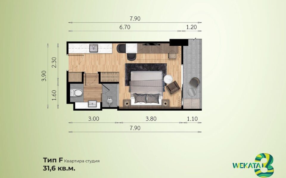 Wekata 3, Студия, 31 м2, Пхукет, Ката