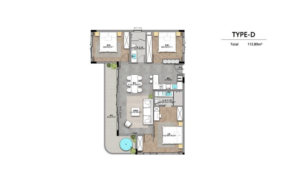AYANA Heights Seaview Residence, 3к Квартира, 112 м2, Пхукет, Бангтао