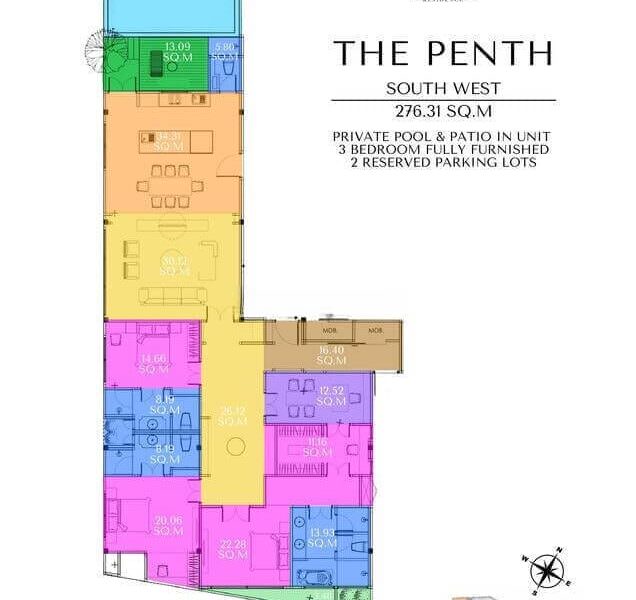 8 Atelier Residence, 3к Пентхаус с бассейном, 276 м2, Пхукет