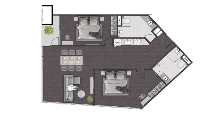 Next Point Condominium, 2к Пентхаус, 96 м2, Пхукет