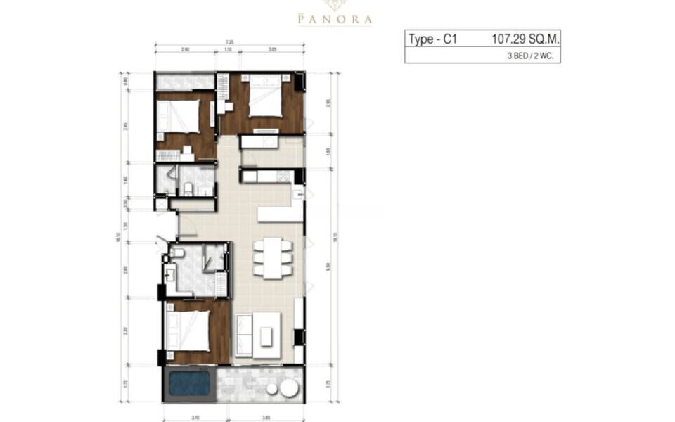 The Panora Phuket, 4к Квартира, 107 м2, Пхукет, Сурин