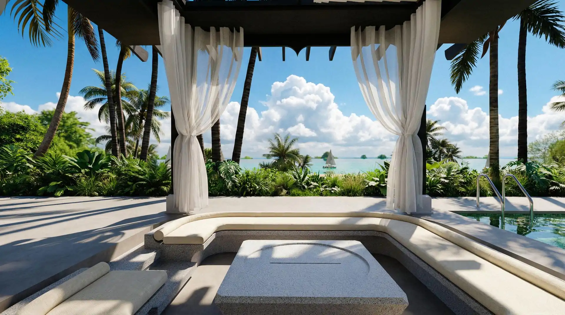 Phuket Тропический пейзаж с бассейном